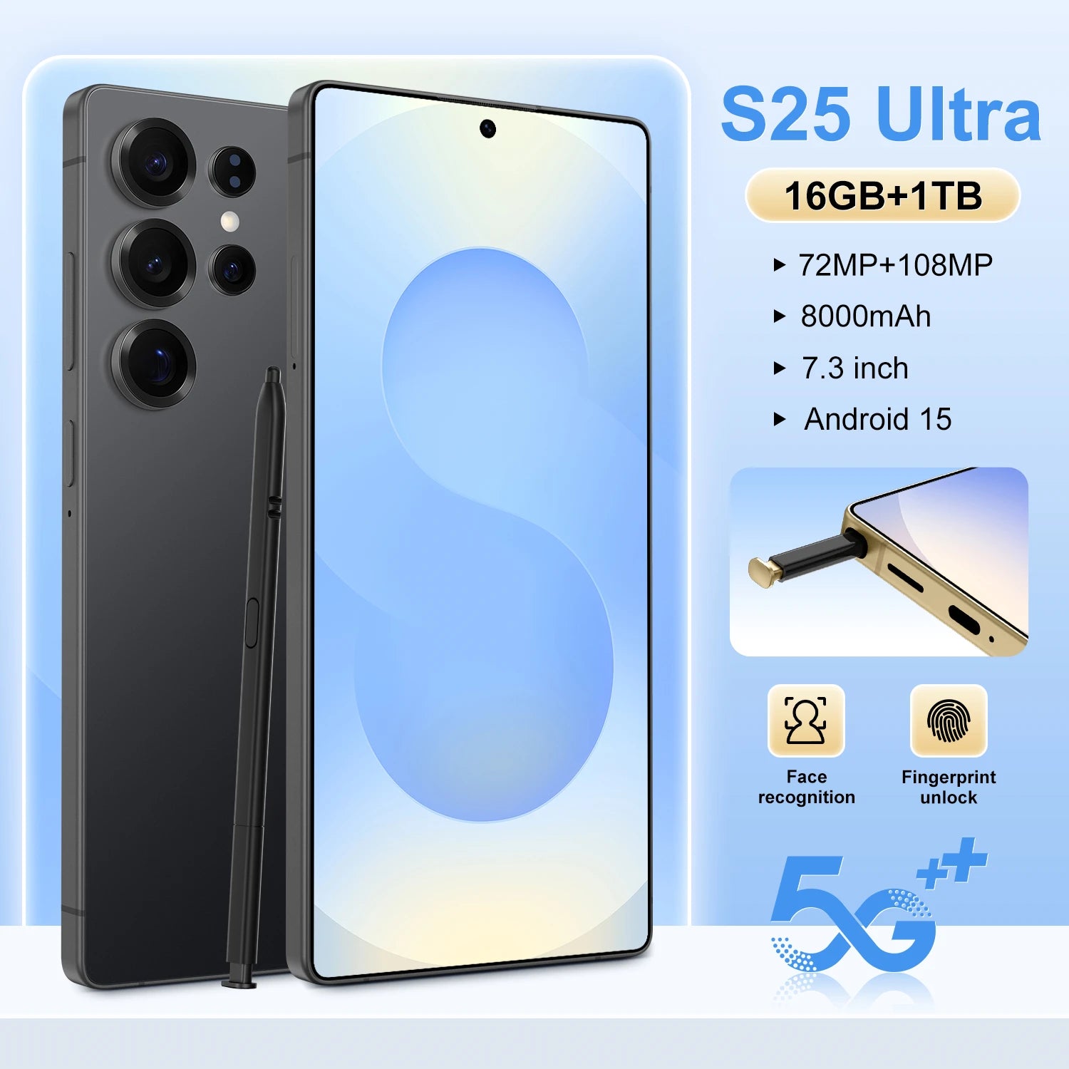 2025 Ultra Unlock 7.3 Inch Android 5G Smartphone S25 Original 12GB+512GB 8000mAh S-Pen 4G 5G WIFI Mobile Phones 108MP Octa Core