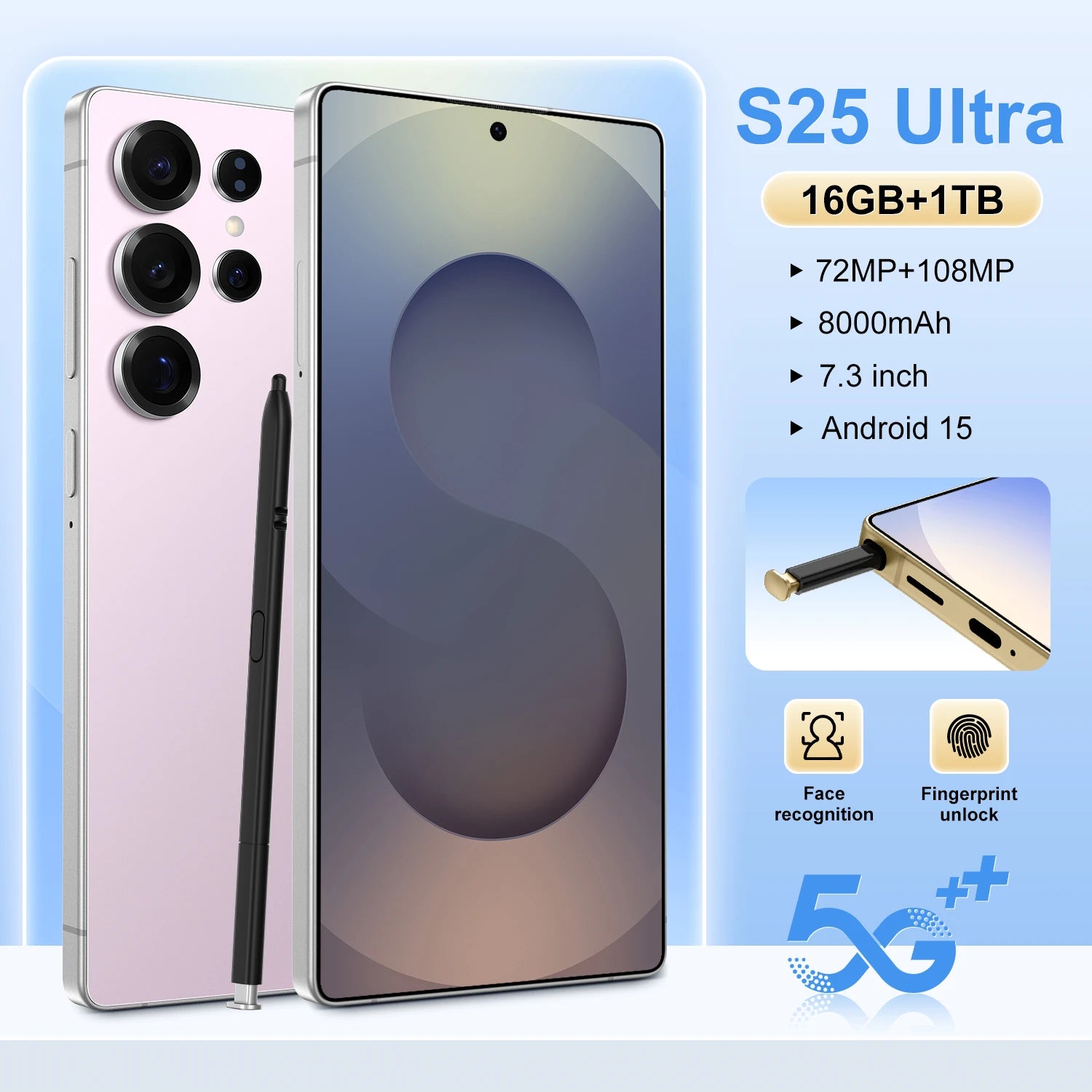2025 Online Retailer Ultra Original Unlock 7.3 Inch 12GB+512GB Android 5G Smartphone S25 8000mAh S-Pen 4G 5G WIFI Mobile Phones