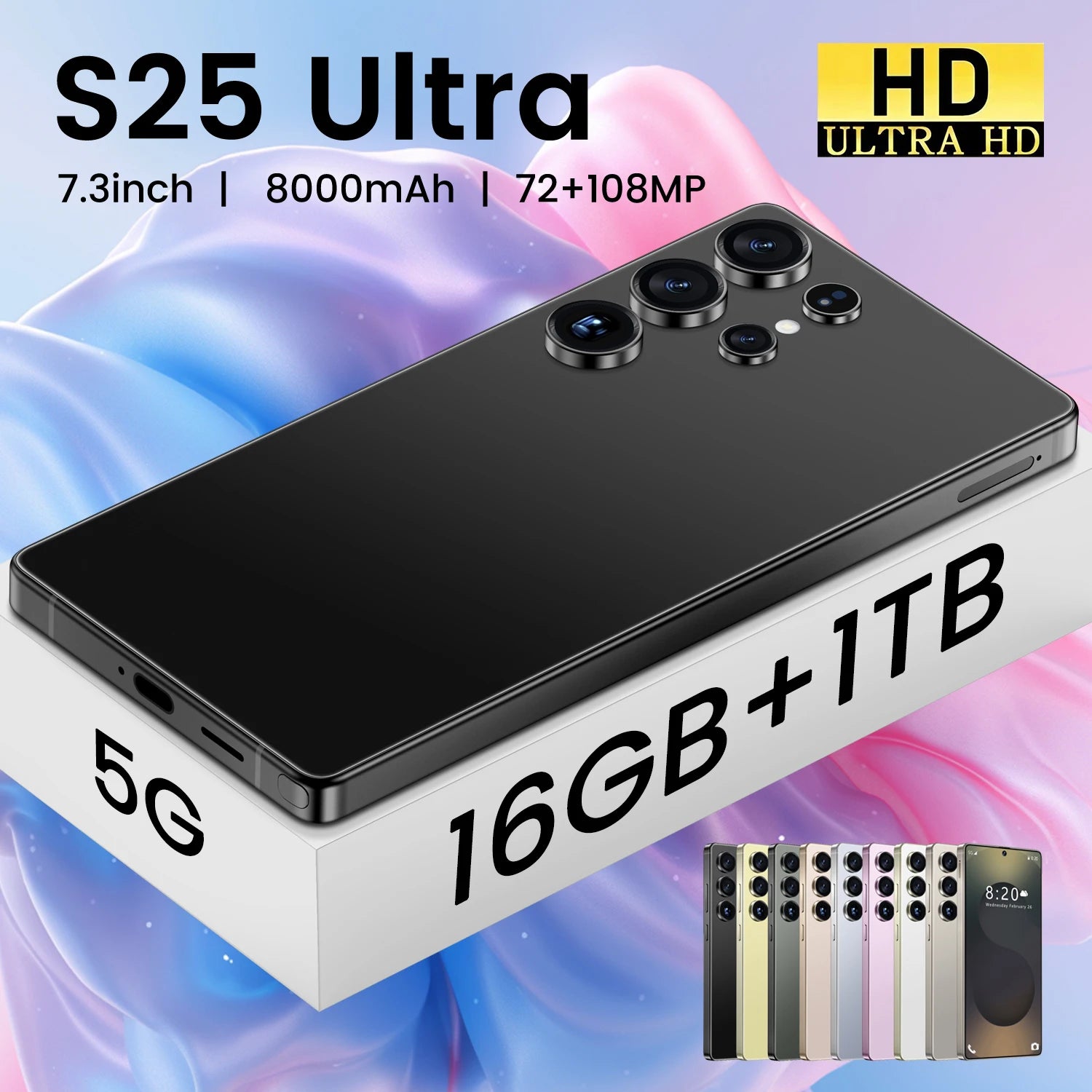 "5G Dual Sim BigScreen Android 15 Smartphones 2025 New S25 Ultra 6.9 Inch 16+512GB Mobile Phones"