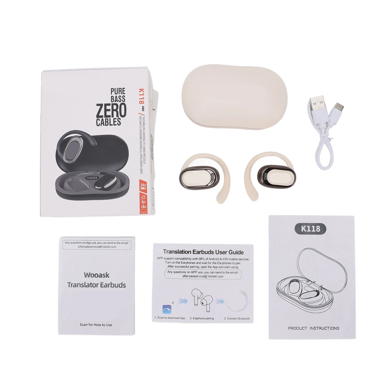 Language Translator Earbuds 144 Languages Translation Bluetooth 5.4 Wireless Music Earbuds Translator Device with Charging Case