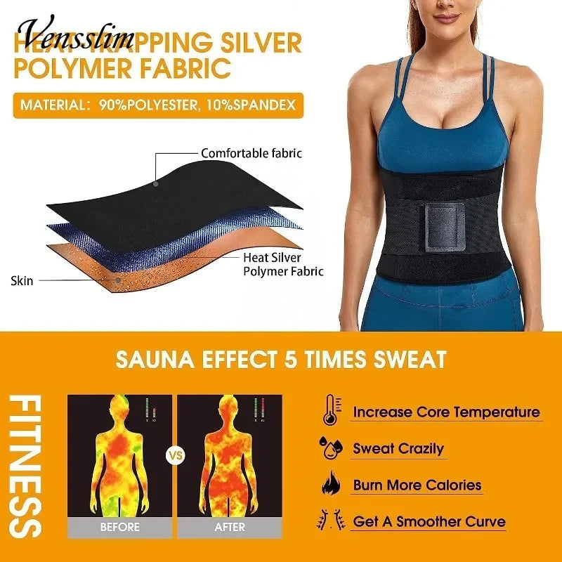 Vensslim Women Sauna Sweat Abdomen Trimmer Belt Waist