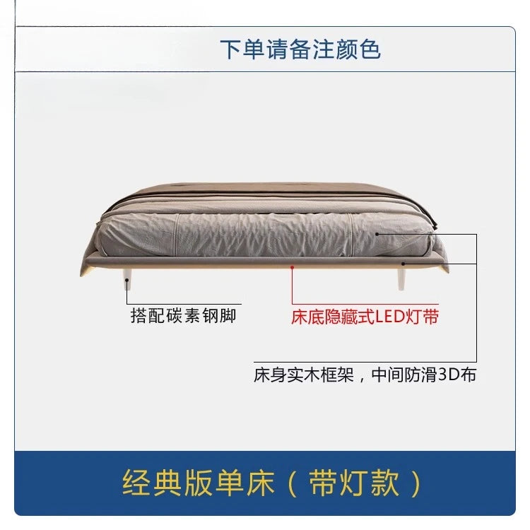 king size bedroom Suspended bed headboard twin wooden Technology cloth twin Double bed frames lamp cama matrimonial furniture