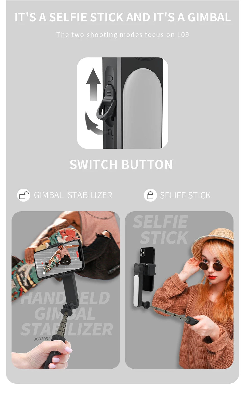 Gimbal Stabilizer For iPhone Android Cell Mobile Phone
