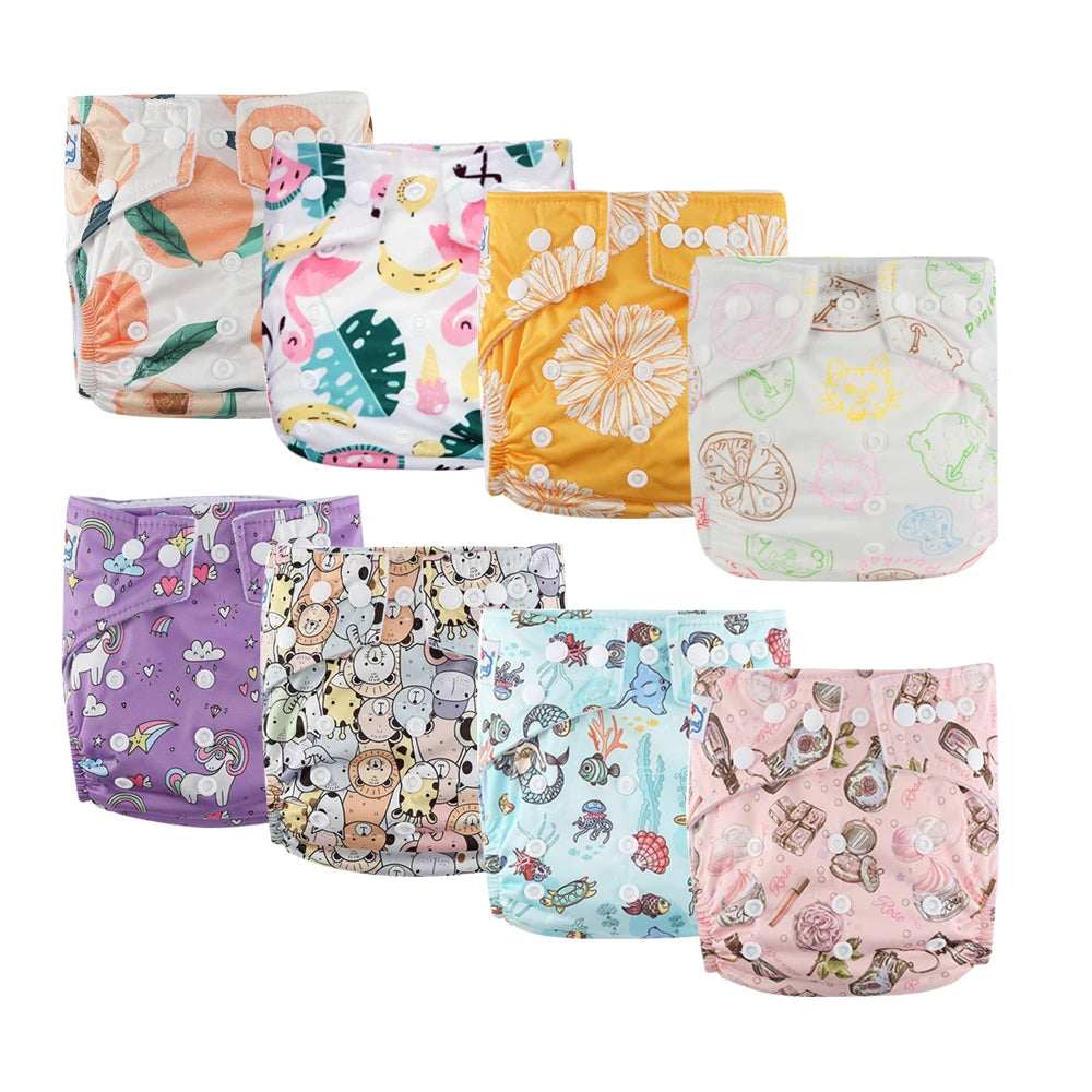 Babyland ECO-friendly Cloth Diapers Set Leakproof & Breathable Baby Nappy with Cute Cartoon Designs Fit for 0-24 Months Toddler