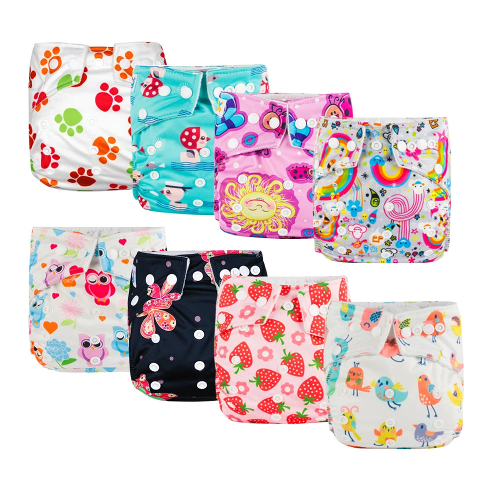 Babyland ECO-friendly Cloth Diapers Set Leakproof & Breathable Baby Nappy with Cute Cartoon Designs Fit for 0-24 Months Toddler