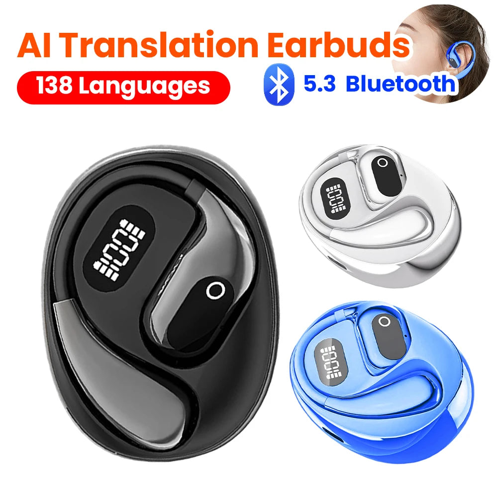 AI Language Translation Earbuds 138 Languages Bluetooth-Compatible 5.3 Translator Earbuds Translator Device for Travel Business