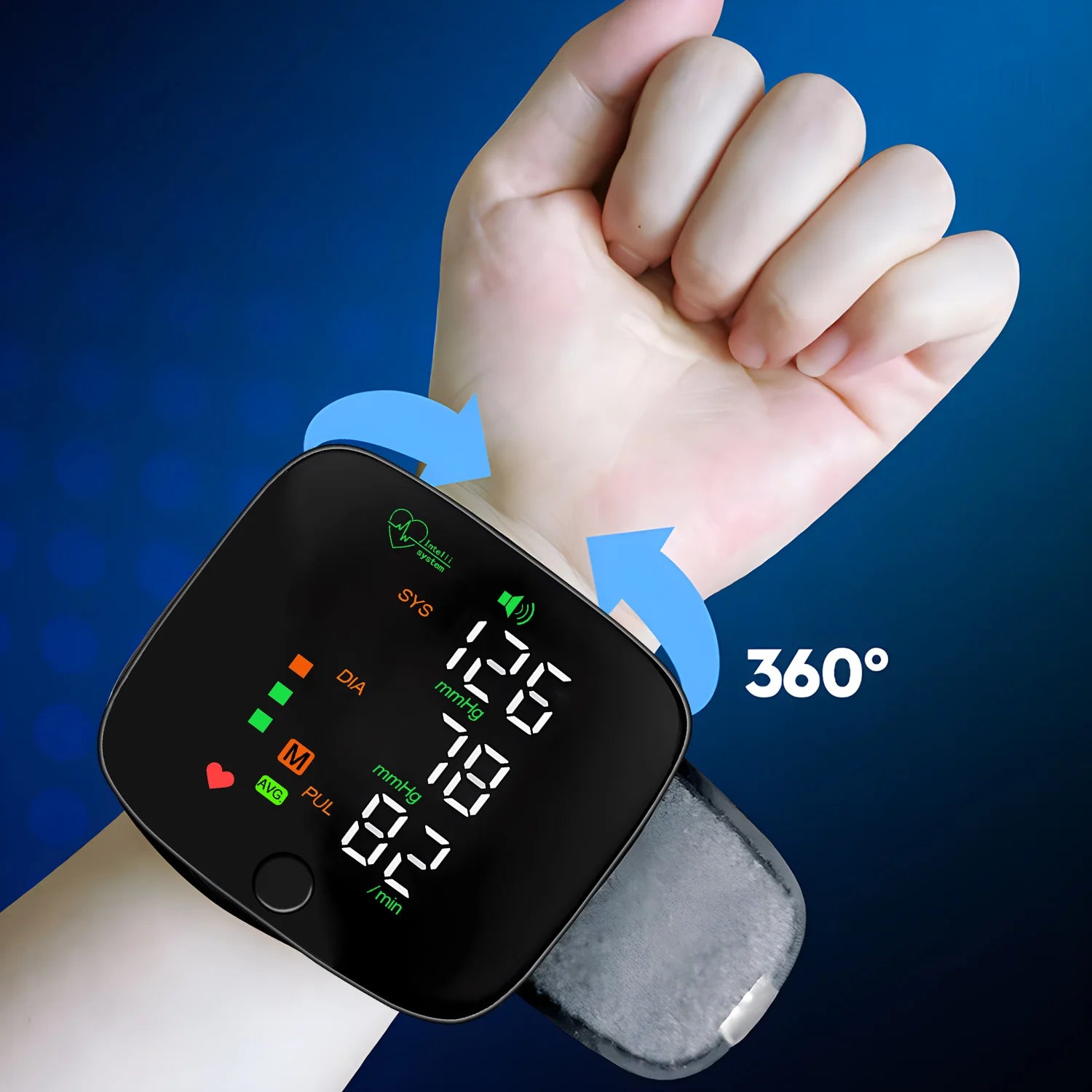 LED Wrist Blood Pressure Monitor Rechargeable English Voice