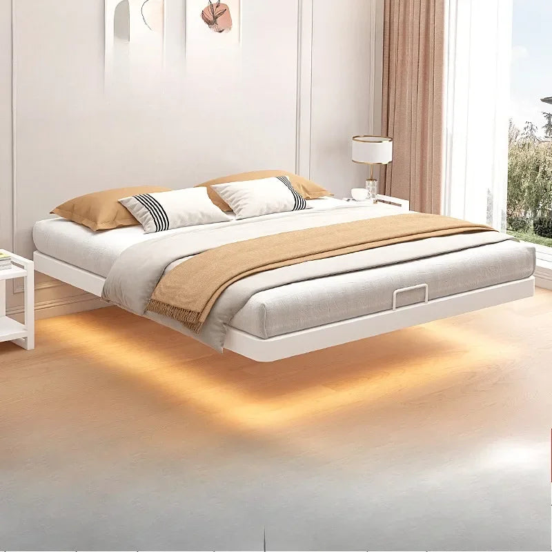 Platform Bed Frame Metal Floating Double Queen Bed Frame Comfortable Muebles Para Cuarto Recamara Furniture Bedside Excluded
