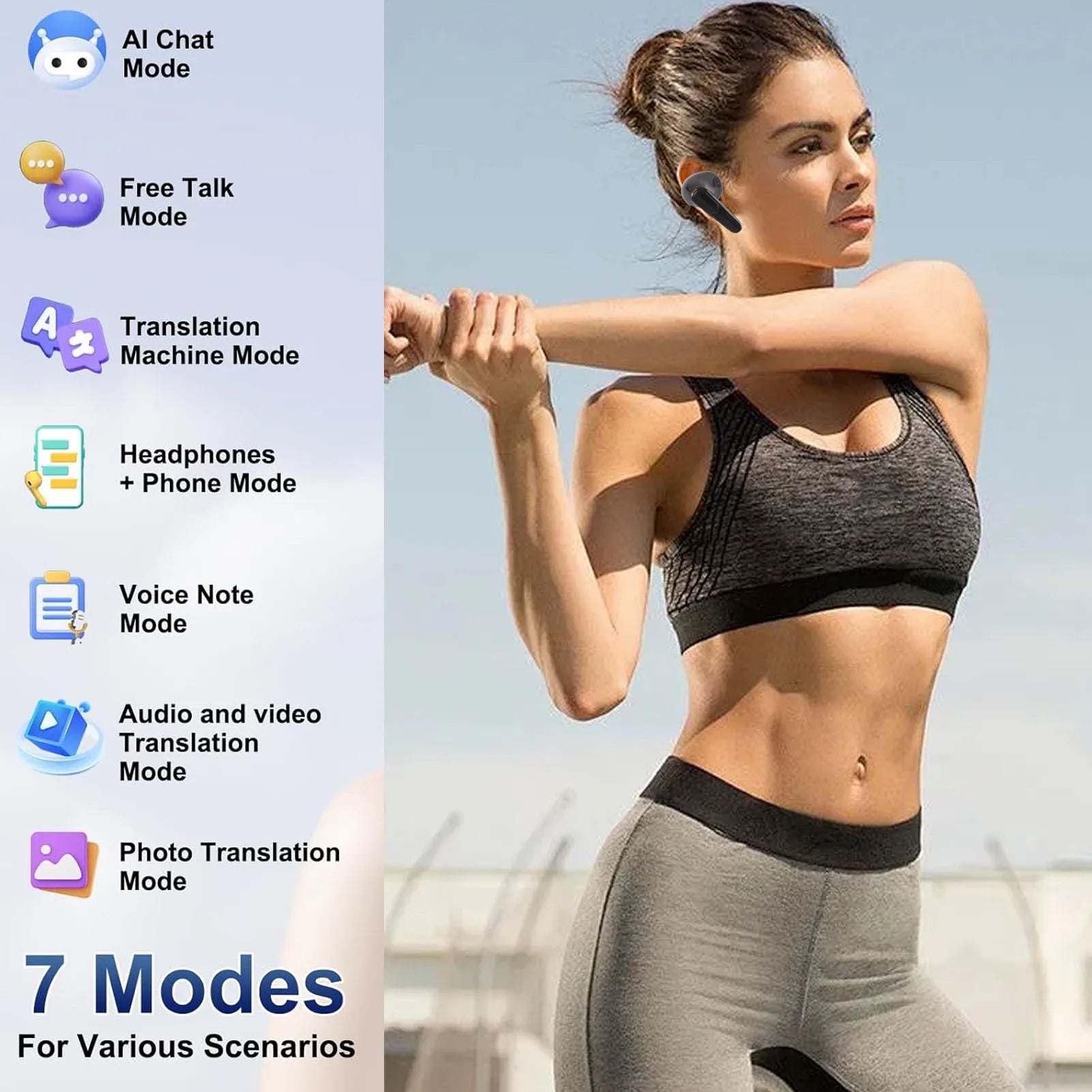 164 Language Translator Earbuds Clear Sound AI Translation Earbuds Multi Functional Low Latency Ergonomic for Business Travel