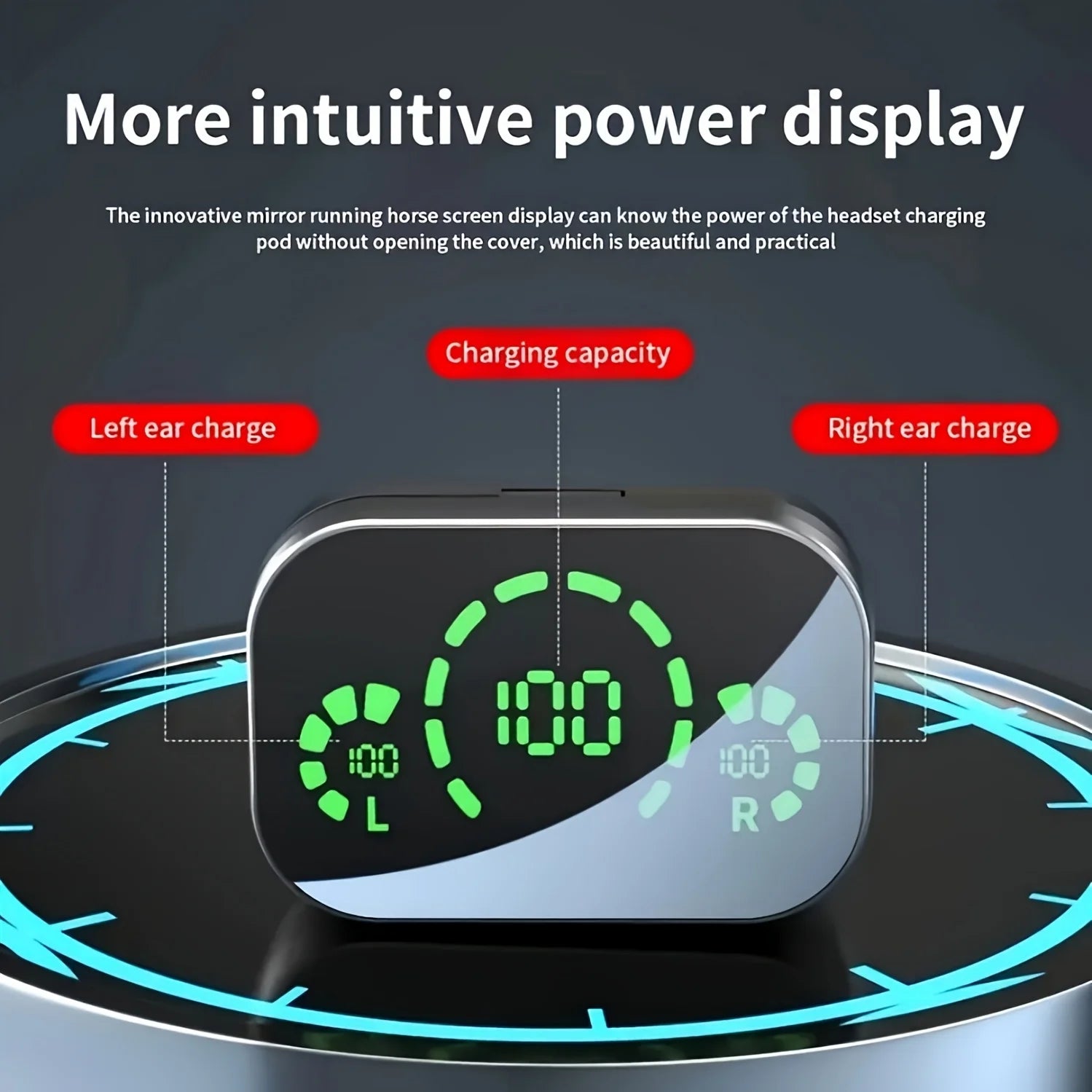 Wireless earphones with mirrored LED display, touch control,stereo in ear wireless earphones, suitable for IOS and Android