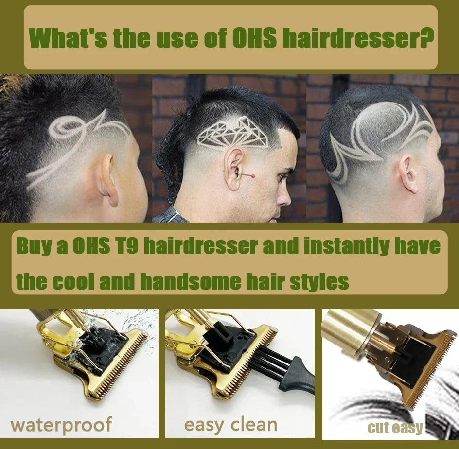 Professional Cordless Hair Clipper for Men - Waterproof Rechargeable