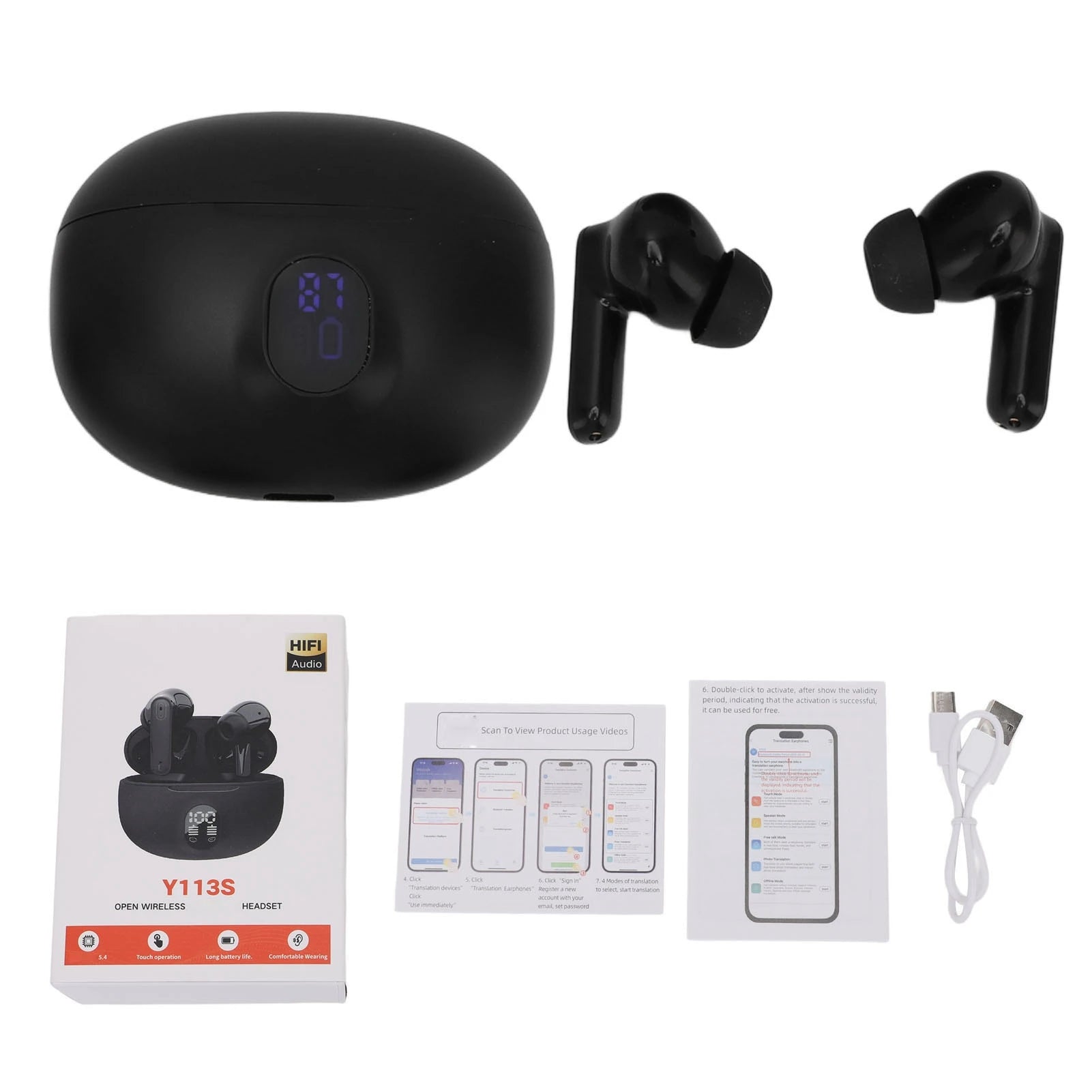 Language Translator Earbuds 144 Languages Bluetooth 5.4 Wireless Earbuds Translation Device for Travel Business and Learning