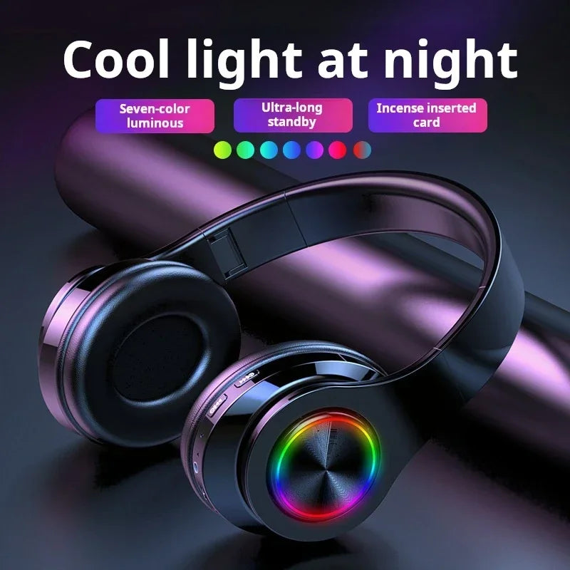 Headsets Gamer Headphones Blutooth Surround Sound Stereo Wireless Earphone USB With MicroPhone Colourful Light PC Laptop Headset