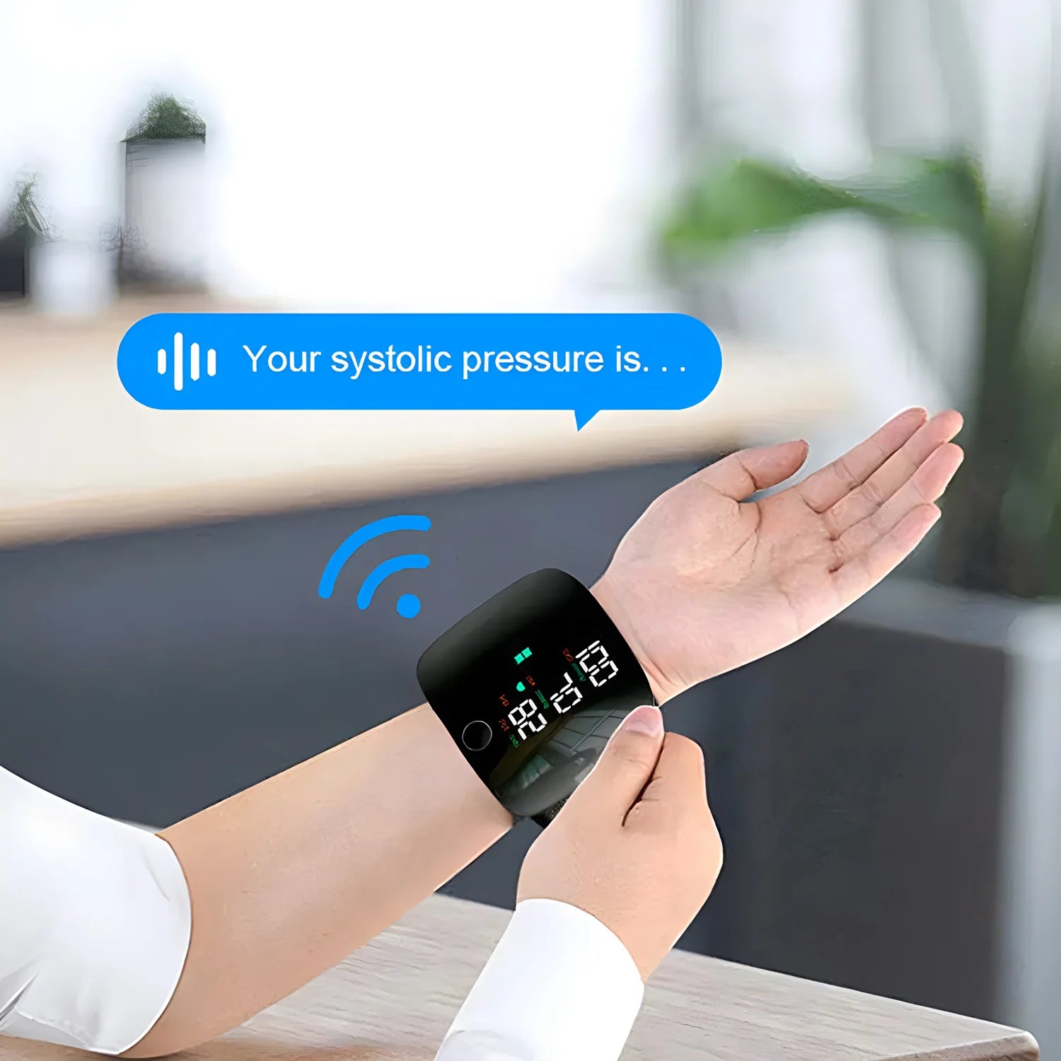 LED Wrist Blood Pressure Monitor Rechargeable English Voice