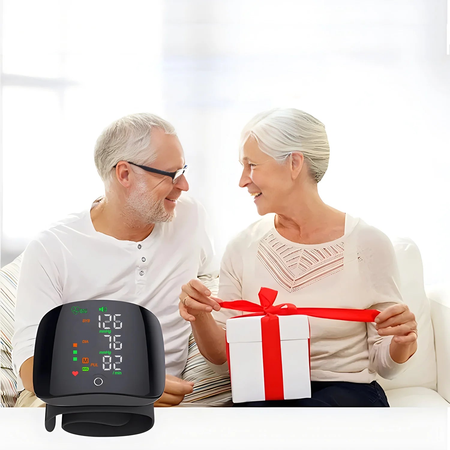 LED Wrist Blood Pressure Monitor Rechargeable English Voice