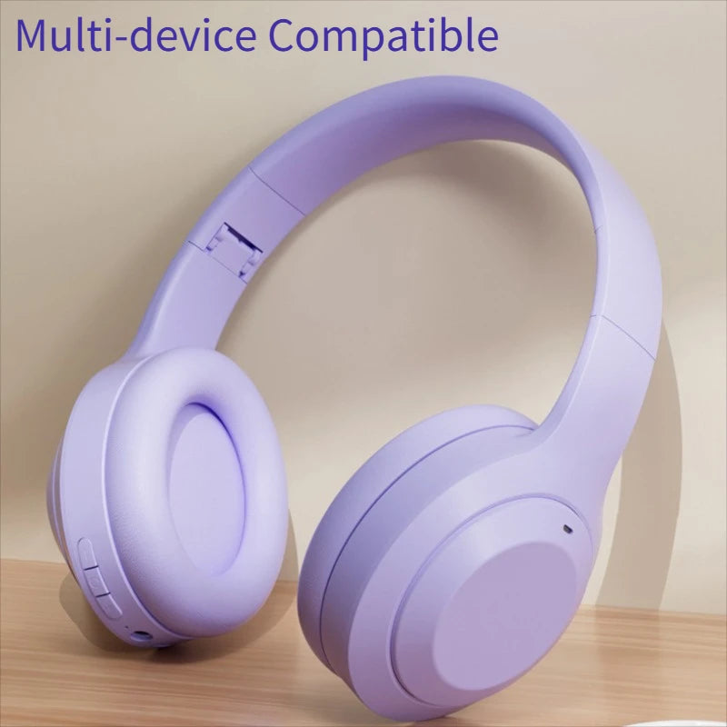Over Ear HIFI Stereo Headsets Wireless Bluetooth Headphones Sports Gaming Earphones with HD Mic Support TF/AUX noise reduction