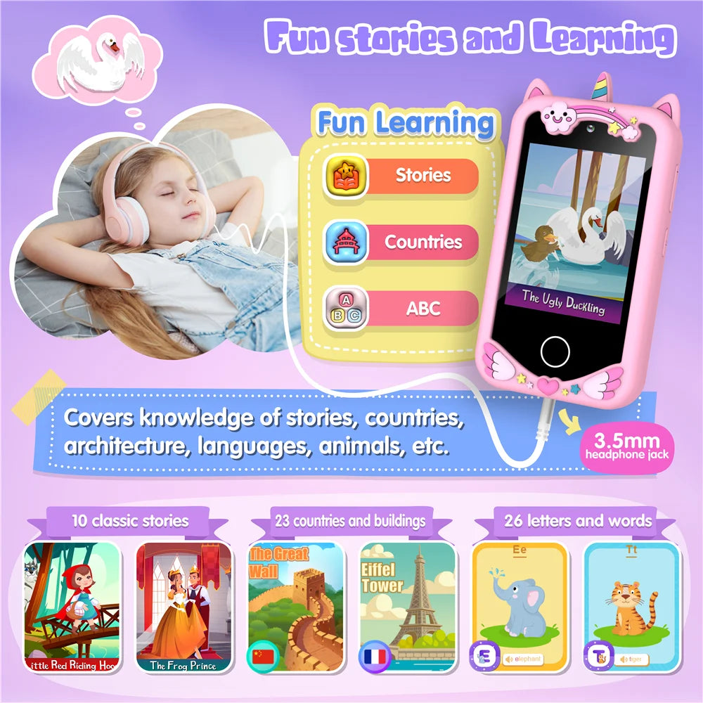 Kids Smart Phone 28 Games 20 Stories Video Music Player