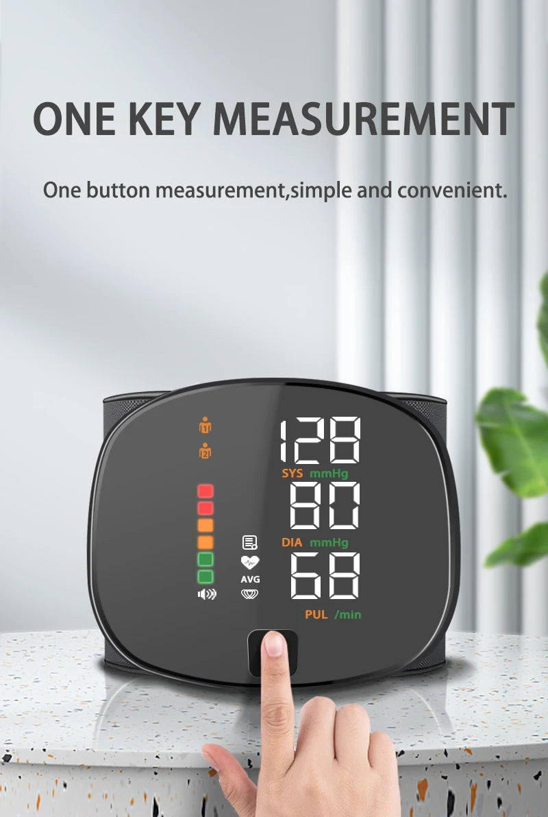 Digital Wrist Blood Pressure Meter Automatic Voice Tonometer
