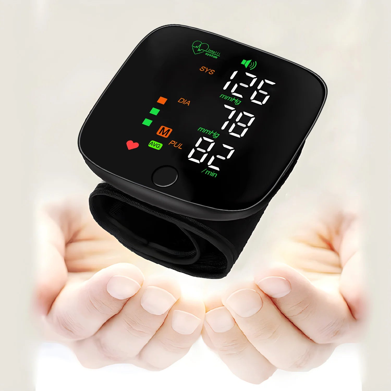 LED Wrist Blood Pressure Monitor Rechargeable English Voice