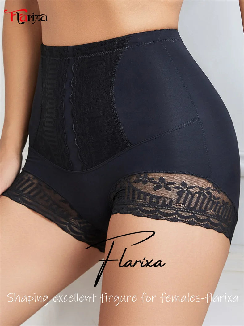 Flarixa High Waist Lace Flat Belly Shorts For Women