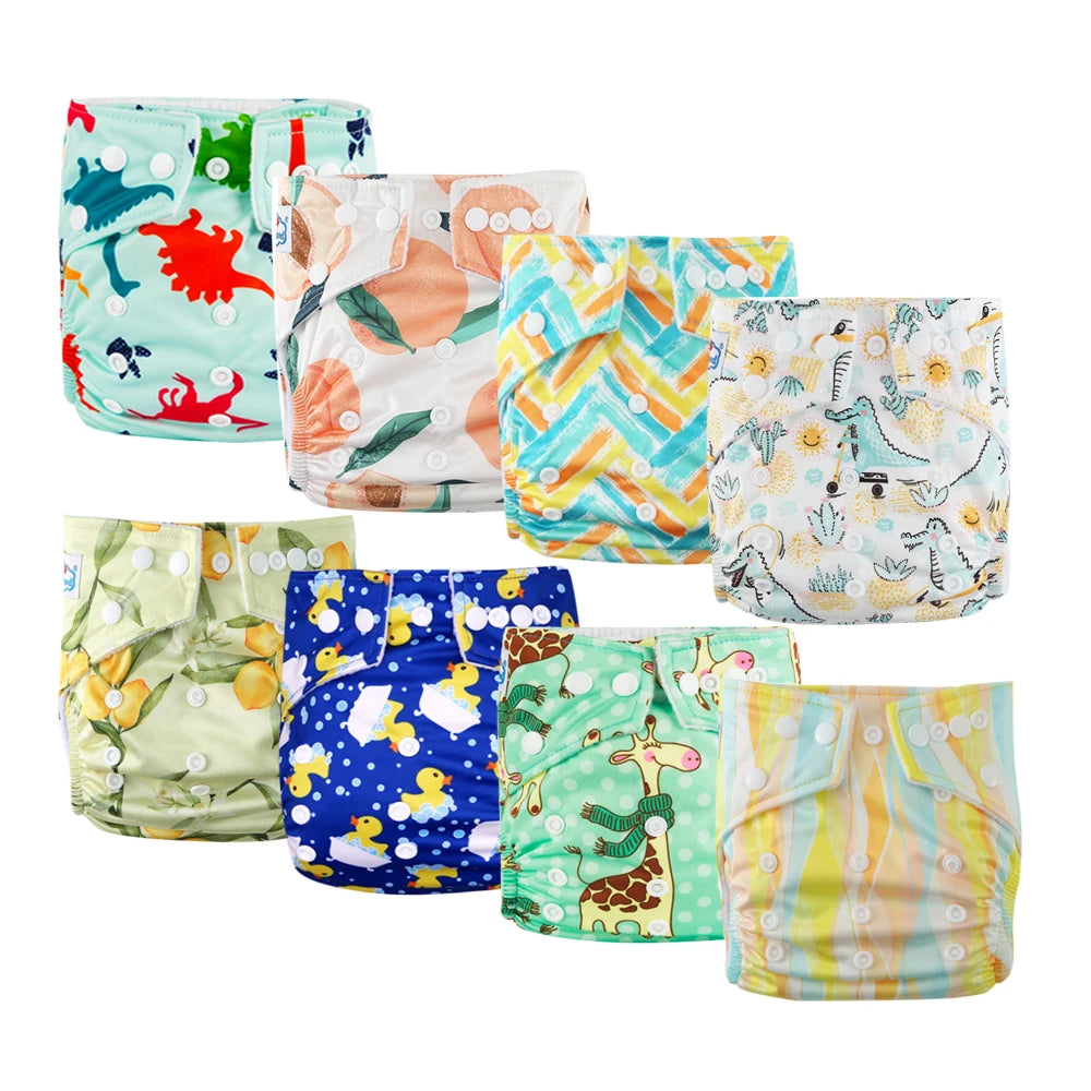 Babyland ECO-friendly Cloth Diapers Set Leakproof & Breathable Baby Nappy with Cute Cartoon Designs Fit for 0-24 Months Toddler