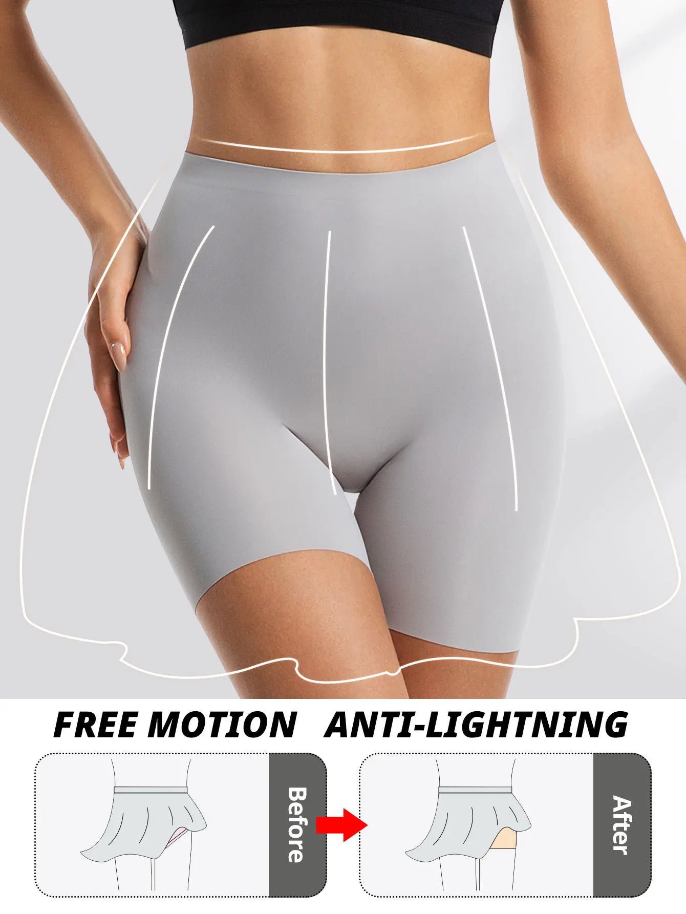 Flarixa Seamless High Waist Shorts Panties For Women