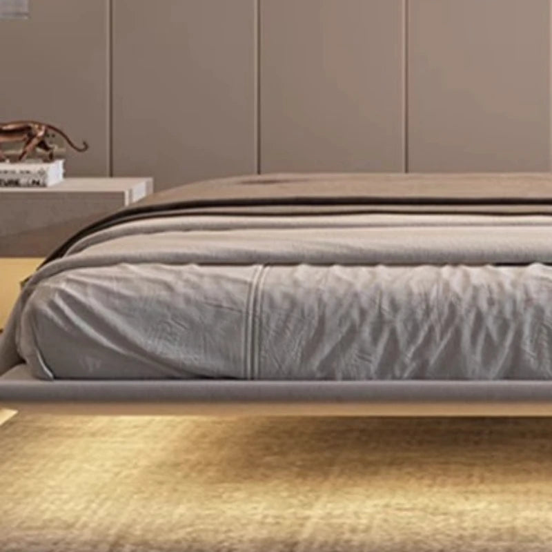 king size bedroom Suspended bed headboard twin wooden Technology cloth twin Double bed frames lamp cama matrimonial furniture