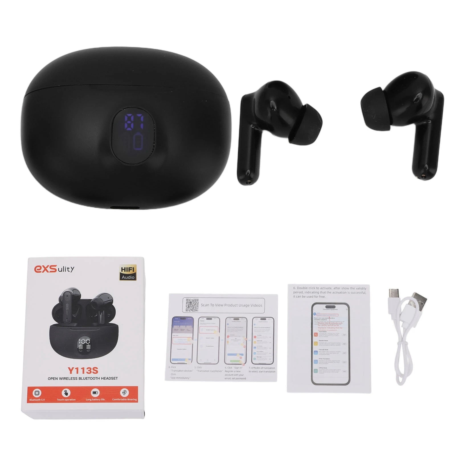 Language Translator Earbuds 144 Languages Bluetooth 5.4 Wireless Earbuds Translation Device for Travel Business and Learning