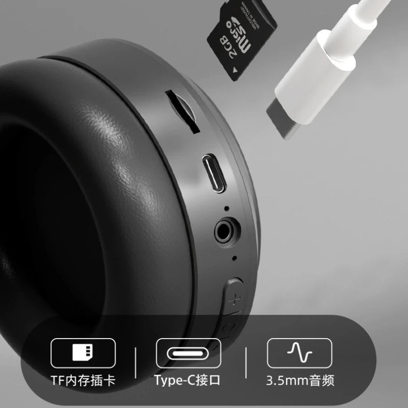 Over Ear HIFI Stereo Headsets Wireless Bluetooth Headphones Sports Gaming Earphones with HD Mic Support TF/AUX noise reduction