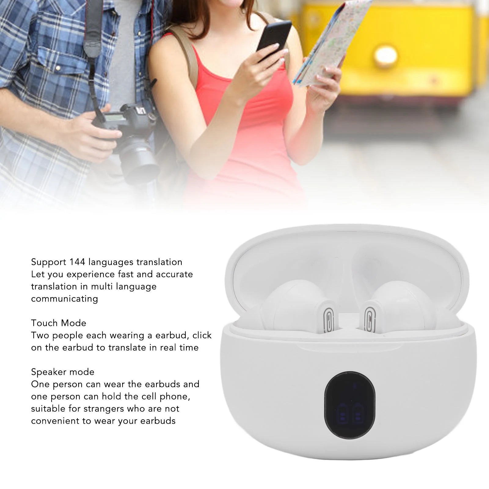 Language Translator Earbuds 144 Languages Bluetooth 5.4 Wireless Earbuds Translation Device for Travel Business and Learning