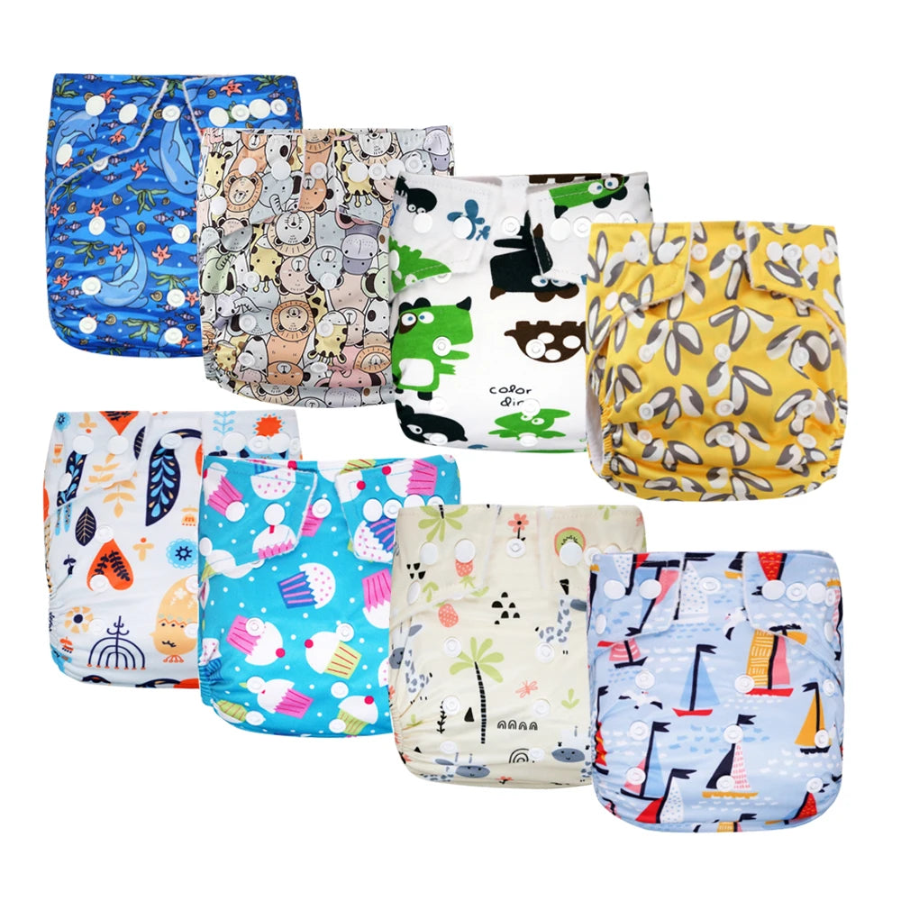 Babyland ECO-friendly Cloth Diapers Set Leakproof & Breathable Baby Nappy with Cute Cartoon Designs Fit for 0-24 Months Toddler