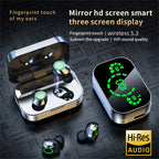 Wireless earphones with mirrored LED display, touch control,stereo in ear wireless earphones, suitable for IOS and Android