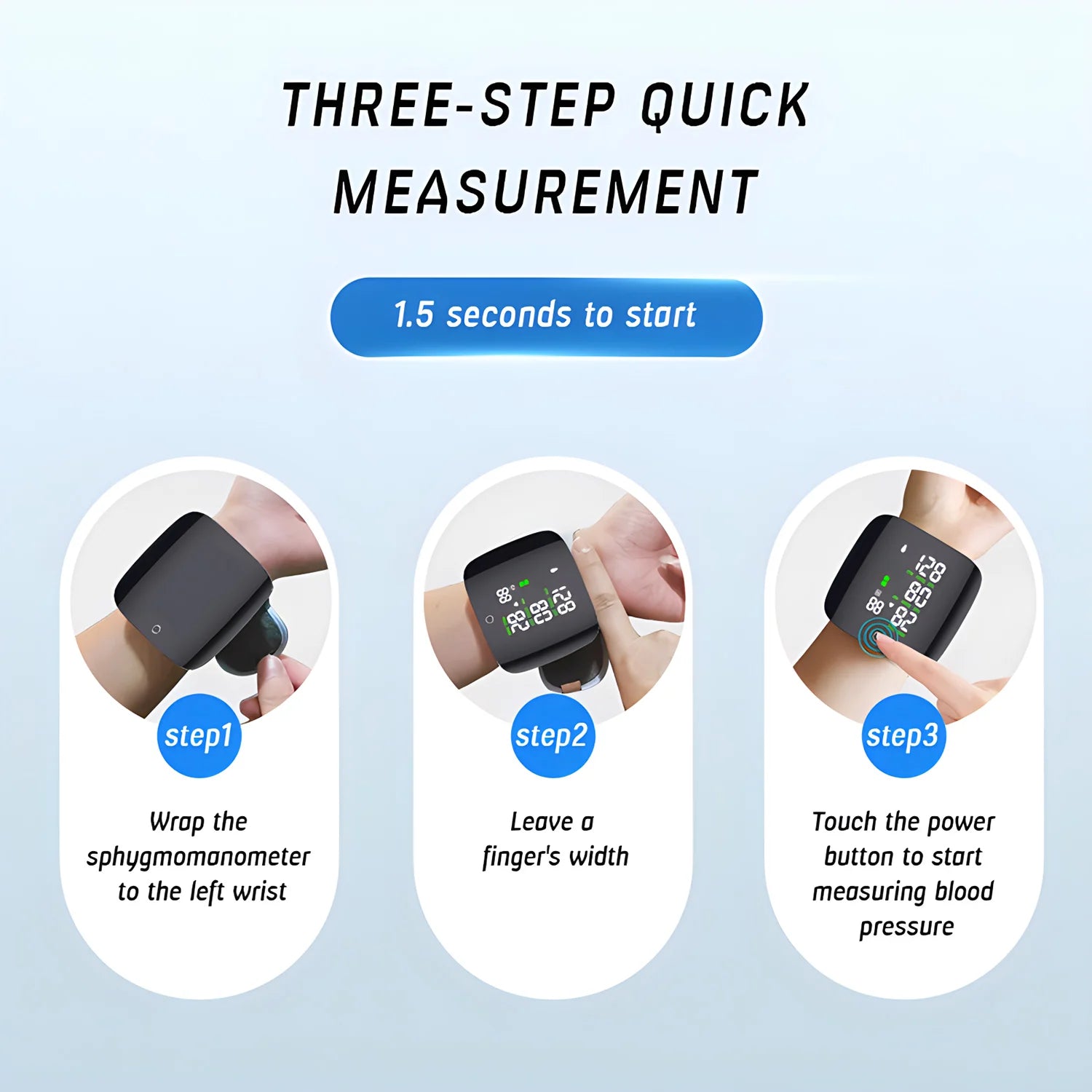 LED Wrist Blood Pressure Monitor Rechargeable English Voice