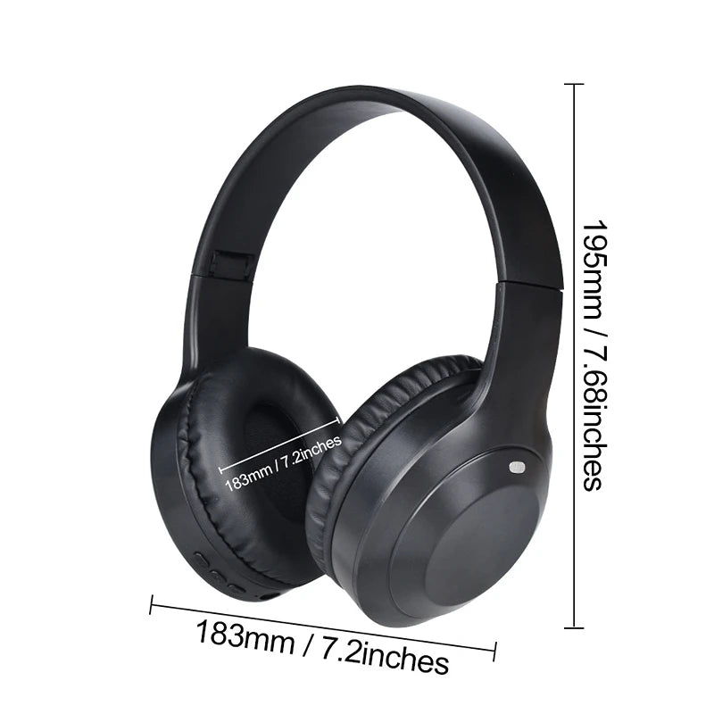 Over Ear HIFI Stereo Headsets Wireless Bluetooth Headphones Sports Gaming Earphones with HD Mic Support TF/AUX noise reduction