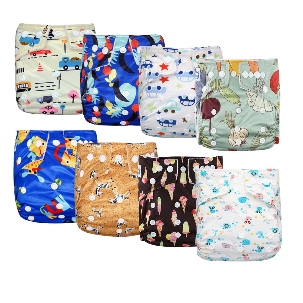 Babyland ECO-friendly Cloth Diapers Set Leakproof & Breathable Baby Nappy with Cute Cartoon Designs Fit for 0-24 Months Toddler