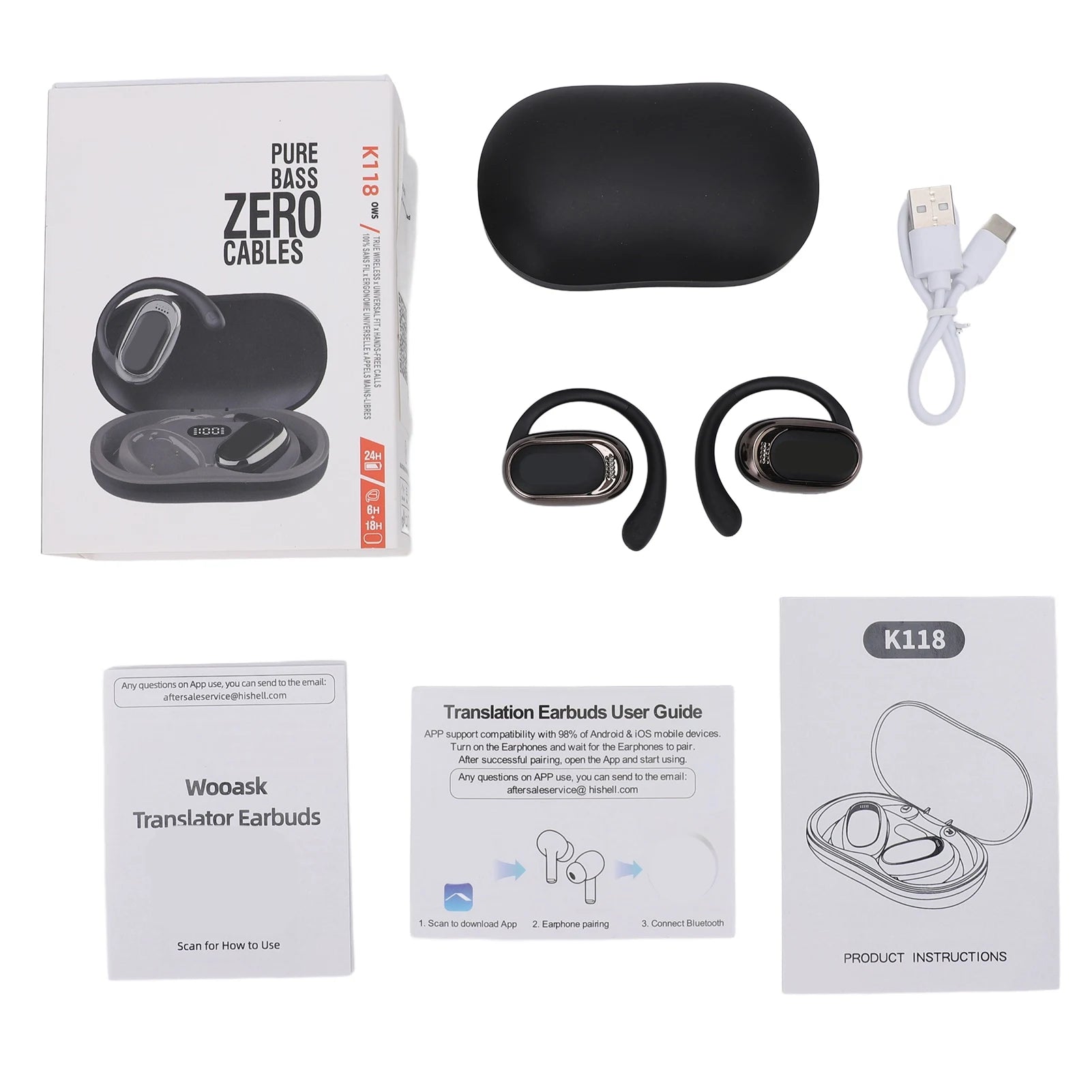 Language Translator Earbuds 144 Languages Translation Bluetooth 5.4 Wireless Music Earbuds Translator Device with Charging Case