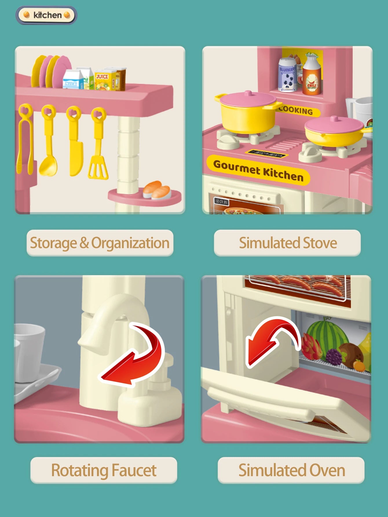 Kids Play Kitchen Accessories Playset