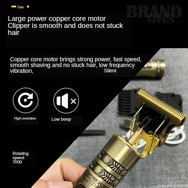 Professional Cordless Hair Clipper for Men - Waterproof Rechargeable