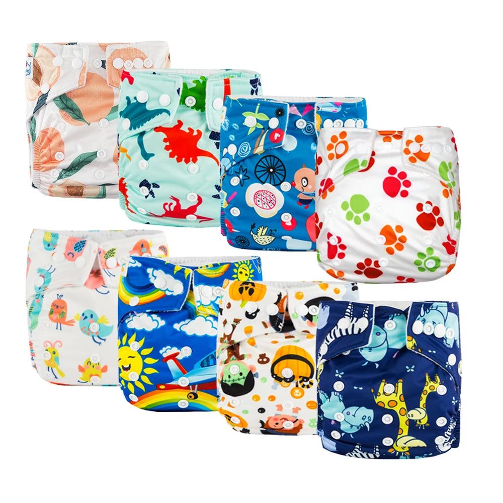 Babyland ECO-friendly Cloth Diapers Set Leakproof & Breathable Baby Nappy with Cute Cartoon Designs Fit for 0-24 Months Toddler