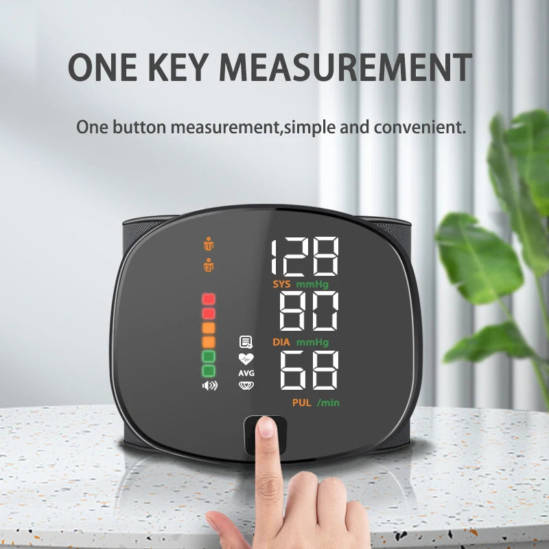 Digital Wrist Blood Pressure Meter Automatic Voice Tonometer