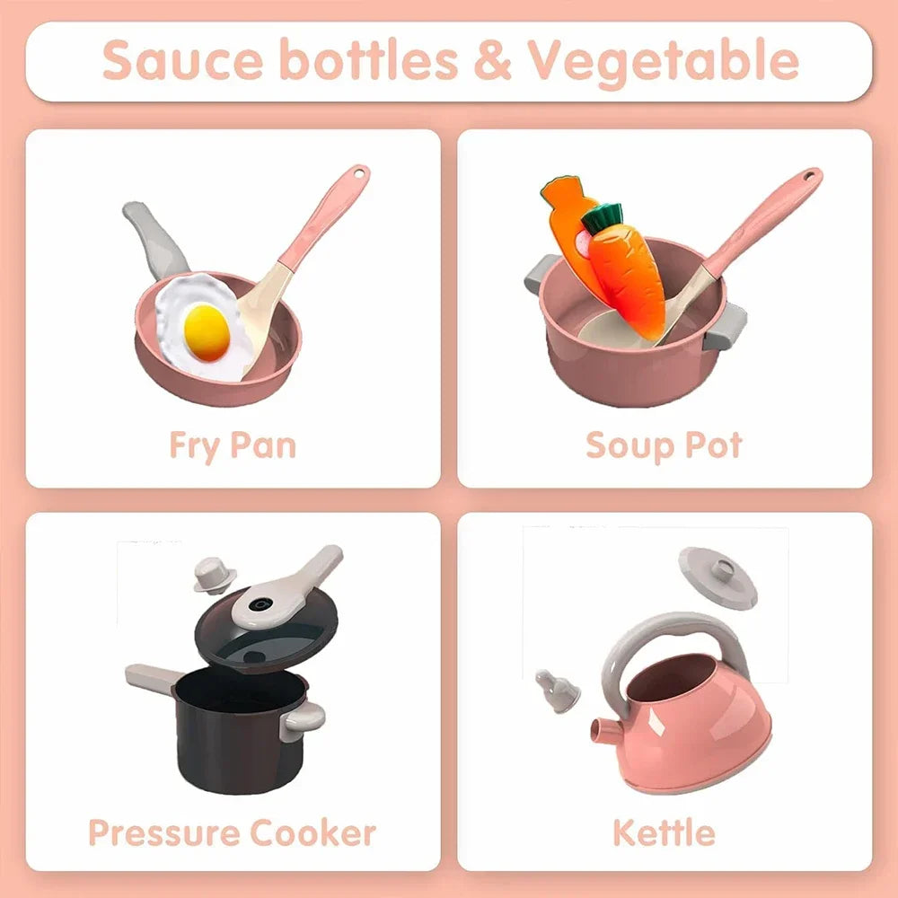 Play Kitchen Accessories Kit with Play Pots