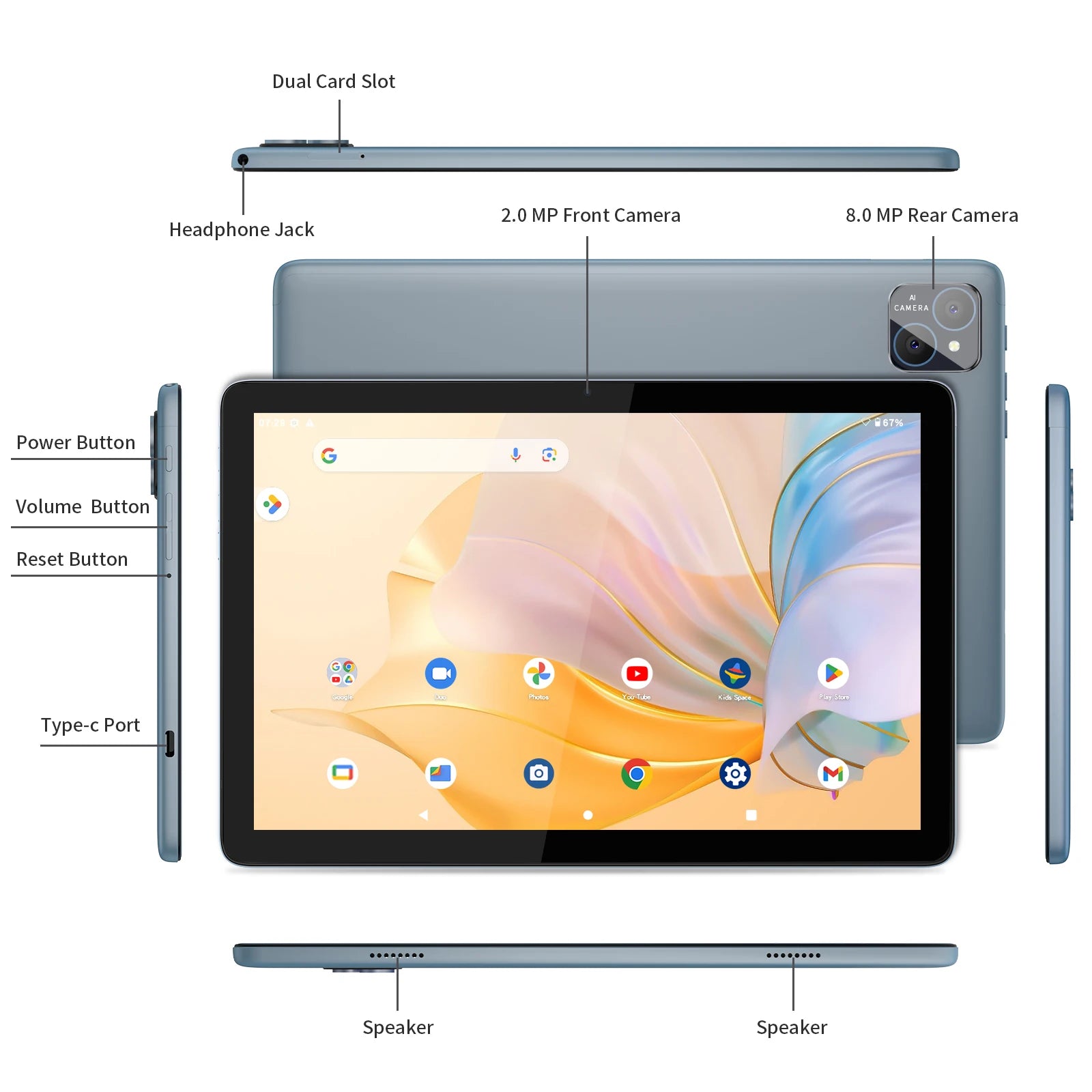 PRITOM TAB11 Android 14 0 Inch, Octa-Core, 5G WiFi6, 128GB