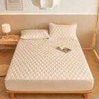 1PC Thicken Solid Color Checked Mattress Cover,Cotton-padded Breathable,Dust Proof,All SeasonsSuitable For The Bedroom,