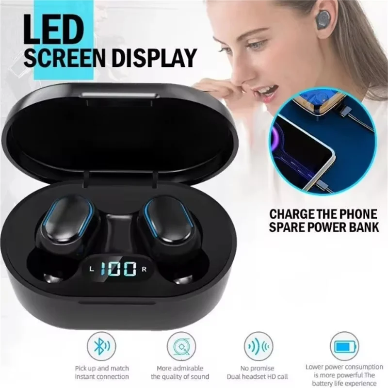 Original E7S Wireless Bluetooth Headset with Mic LED Display Earbuds for iPhone Xiaomi TWS Earphone Bluetooth Headphones earbuds