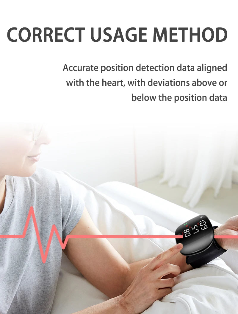 Digital Wrist Blood Pressure Meter Automatic Voice Tonometer